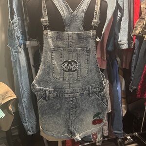 Denim One Piece with Cherry Patch